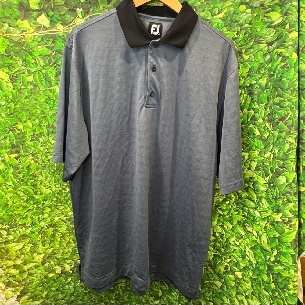 FootJoy Men's Polyester Short Sleeve Polo Golf Shirt Blue Size XL